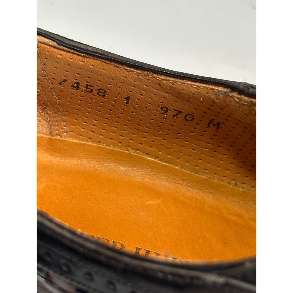 Peter Huber Italian Leather Oxford Shoes Black  Brown Woven Cap Toe Men Size 7.5 - Picture 13 of 14